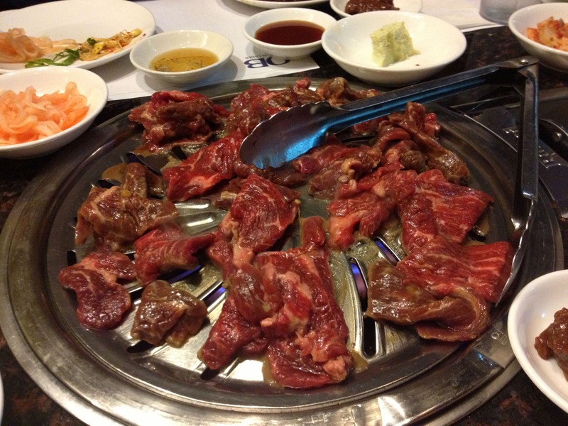 An all you can eat Korean barbeque table