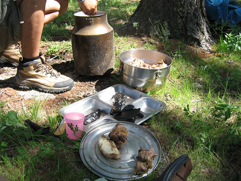 Khorkhog being cooked in the wild