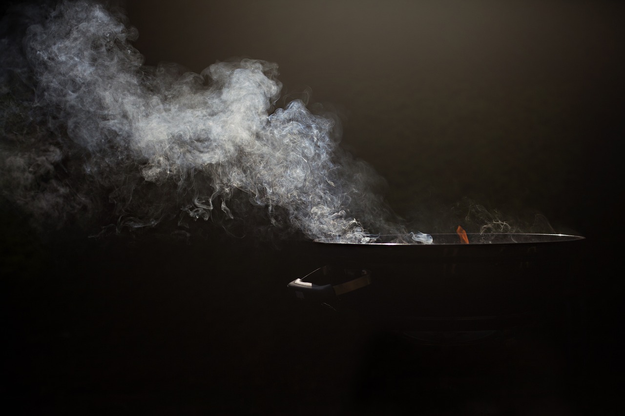 Smoke grill hot burn wood flesh