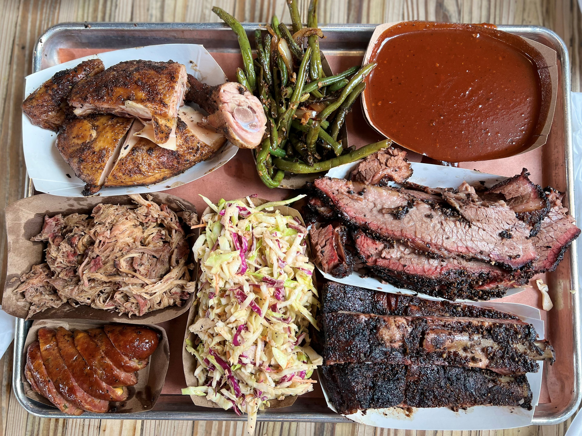 top view of barbeque on the table