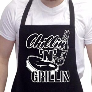 BBQ Apron Funny Aprons For Men Chillin' n Grillin' Barbecue Grill Kitchen Gift 