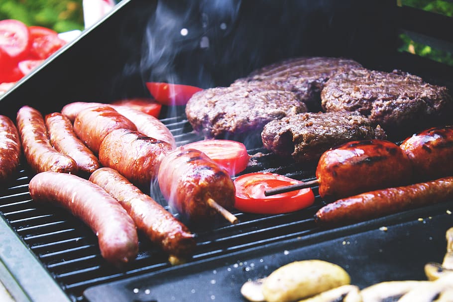 A backyard barbeque over the grill