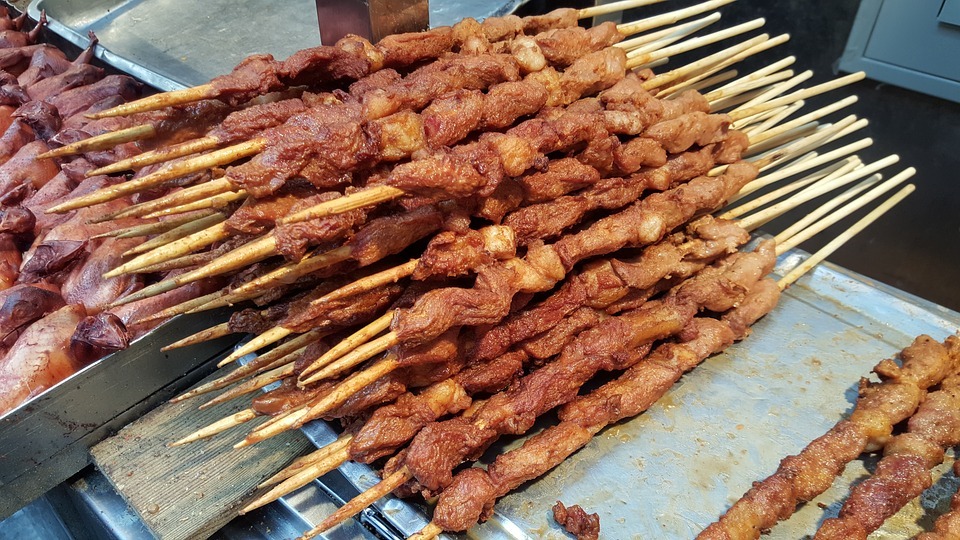 Chuan on skewers sold on the street