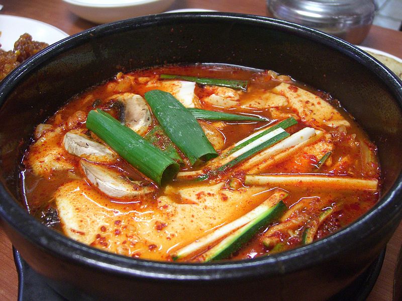 Soondubu jigae, a spicy Korean stew made of soft tofu