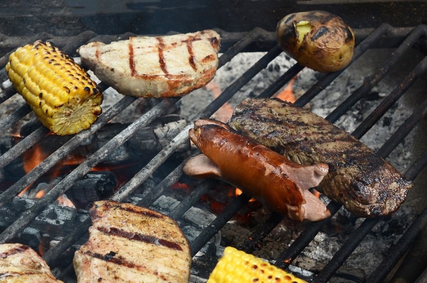 cooking different types of meat on the grill