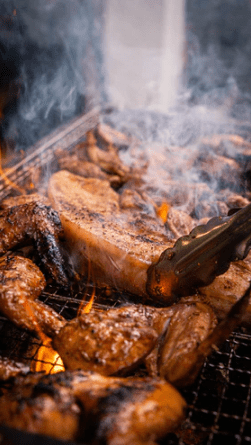 Close-up of meat being grilled