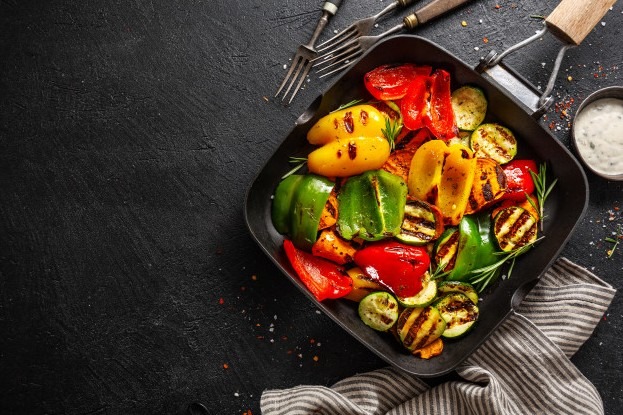 Healthy tasty vegetables grilled on a pan