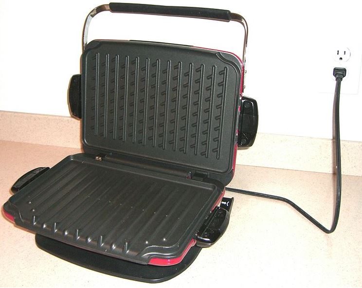 A red George Foreman grill