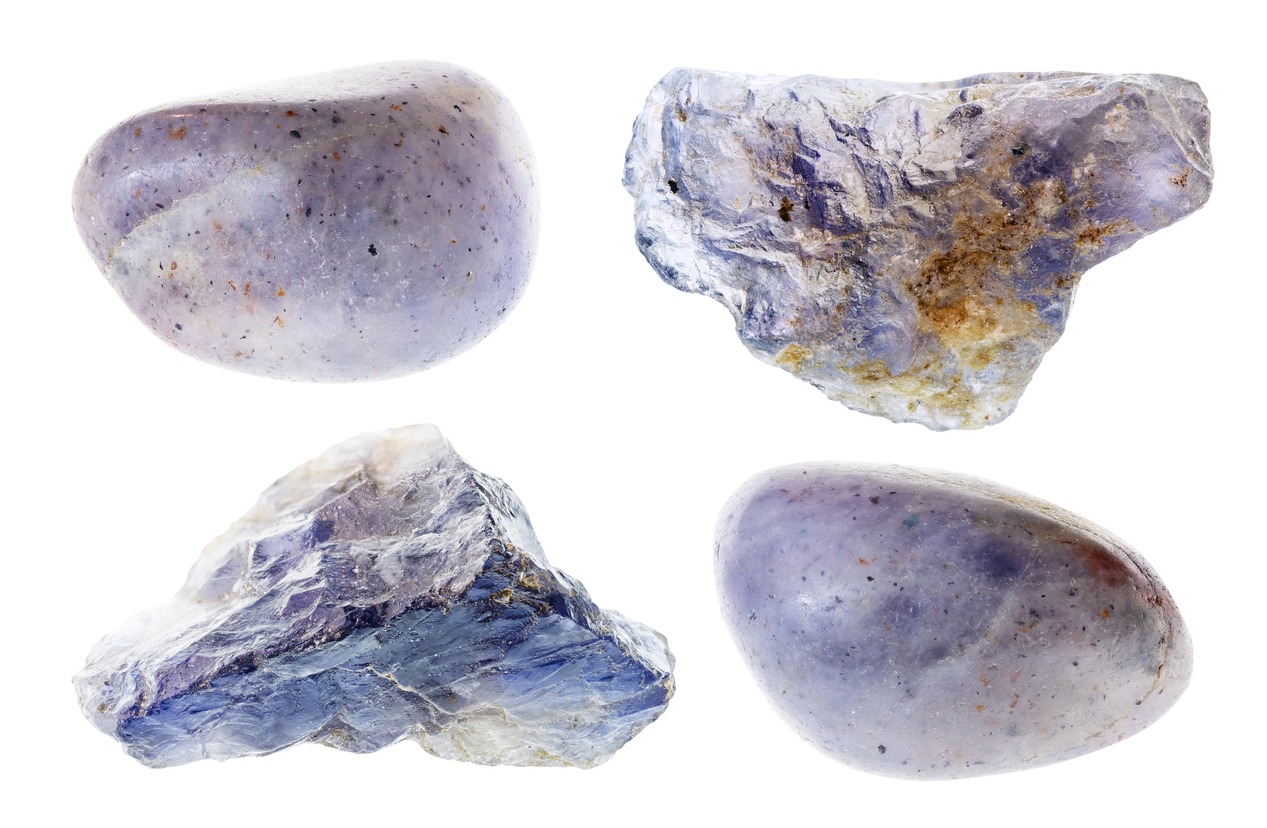 set of various cordierite (iolite) stones cutout